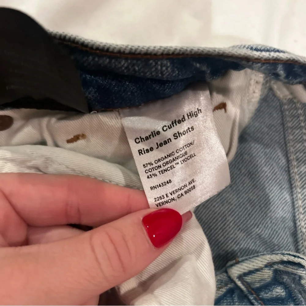 Reformation Charlie Cuffed High Rise Jean Shorts - Picture 7 of 9